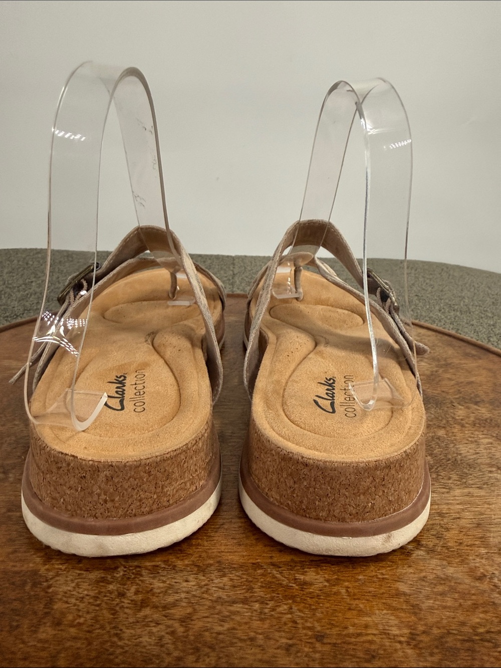 Clarks Colletcion Sandal Wm 10 M Brynn Madi Toe Post Comfort Cork Neutral Buckle - Picture 4 of 11